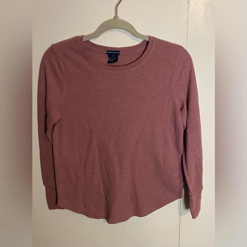 Women’s Architect Pink Round Hem Thermal Long Sleeve T Size Medium